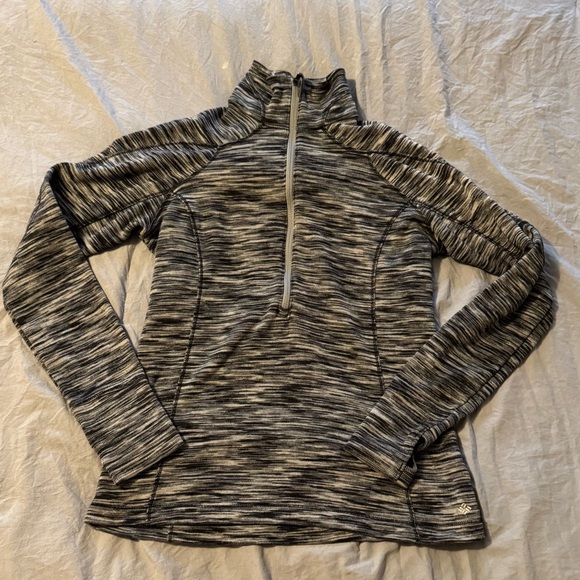 Columbia Tops - Columbia‎ Half Zip Black And Gray Striped Active Wear Pullover Women's Medium